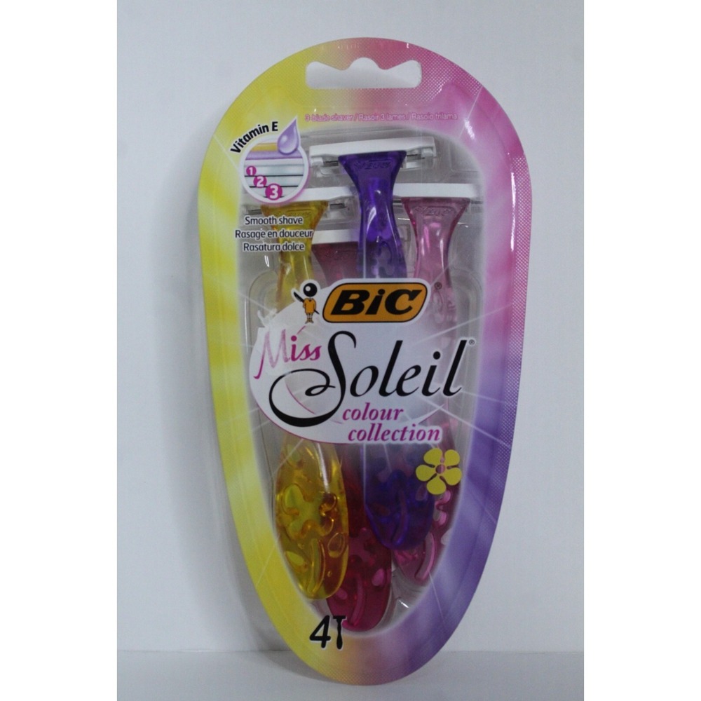 Bic Miss SOLEIL Razor- 3 Blades per Razor, 4 Razor Eachโ SEALED Unopened Item